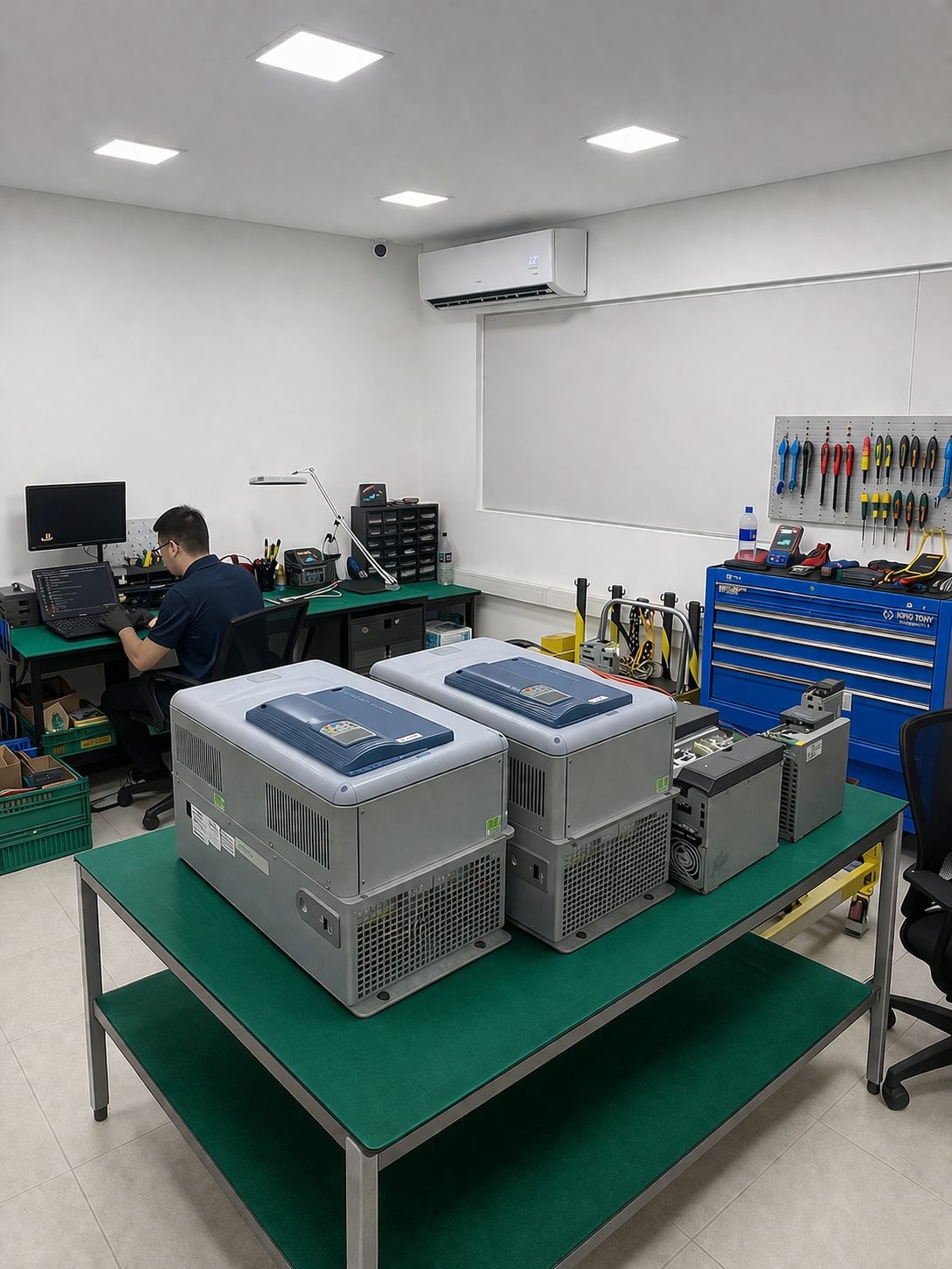 Equipamento industrial em diagnóstico