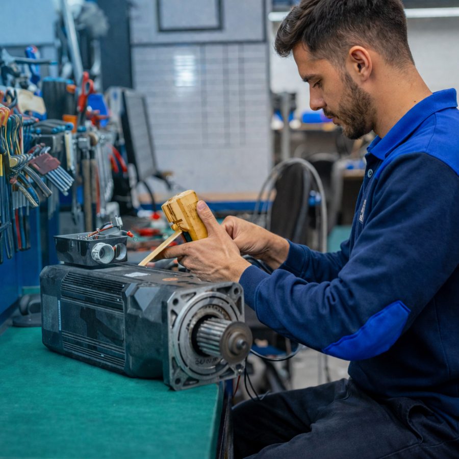 Técnico Maaxtrom segurando placa eletrônica